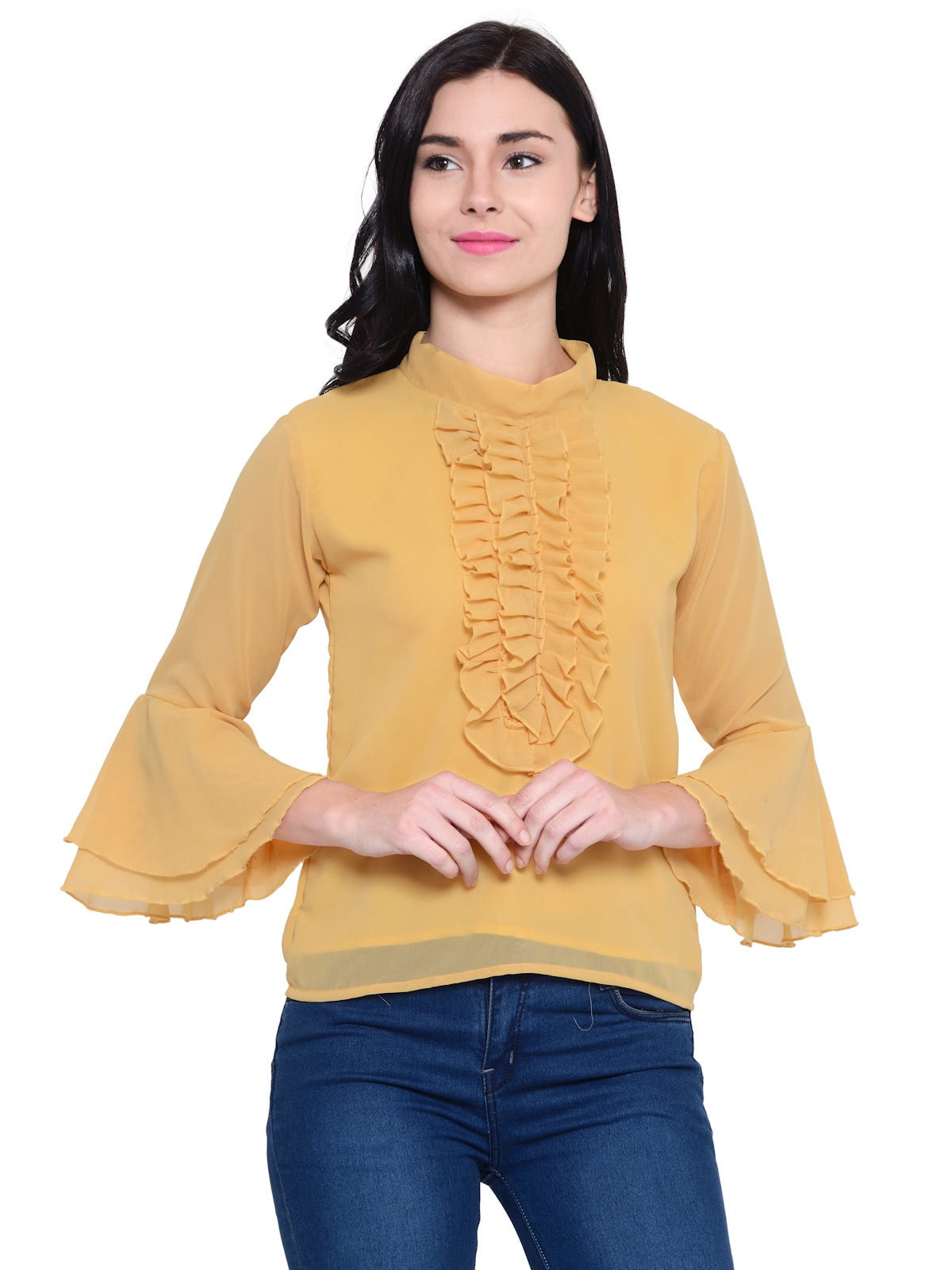 Sunny Yellow Bell sleeves Frill top